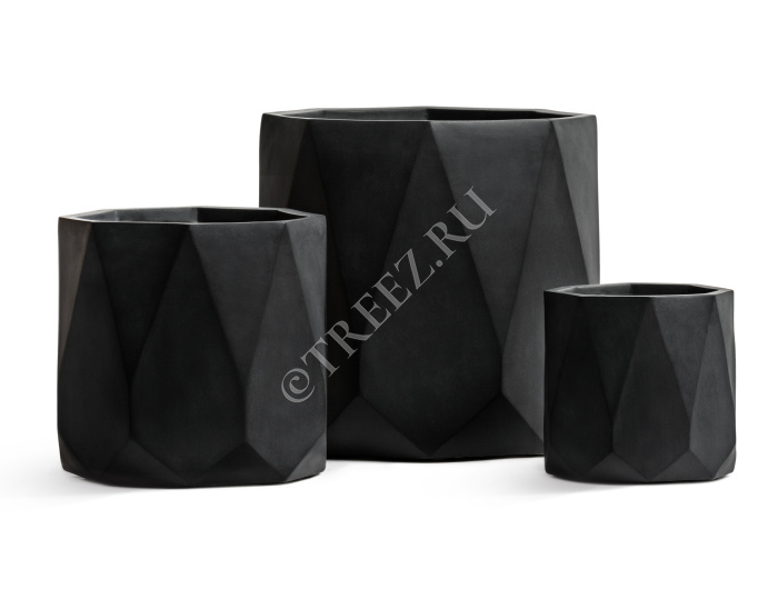 Кашпо TREEZ ERGO - Rombo - Цилиндр-многогранник- Антрацит фото