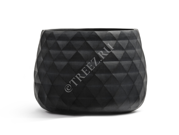 Кашпо TREEZ ERGO - Diamond - Низкая чаша - Антрацит фото