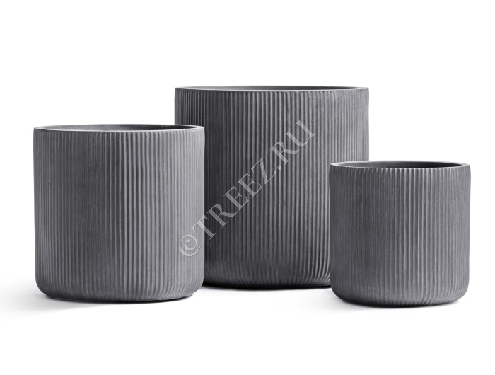 Кашпо TREEZ ERGO - Jet - Цилиндр - Дымчато-серый бетон фото