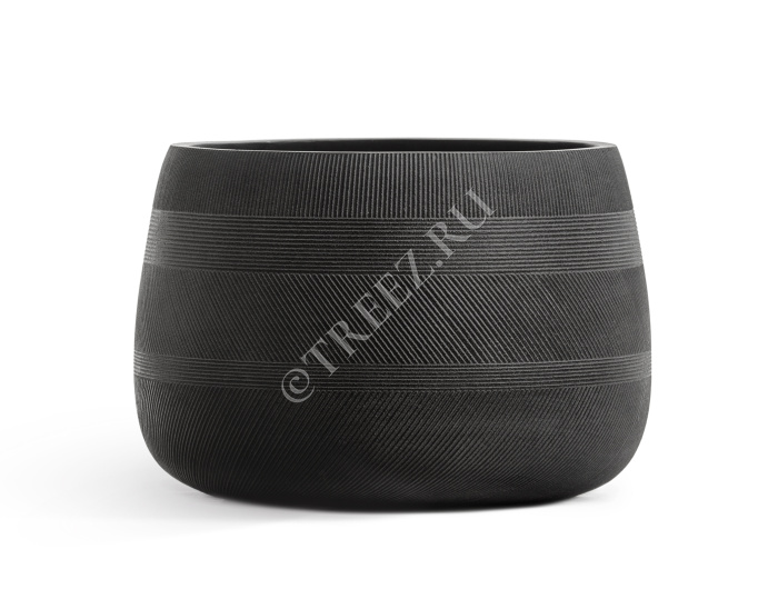 Кашпо TREEZ ERGO - Graphics - Низкая чаша - Чёрный графит фото