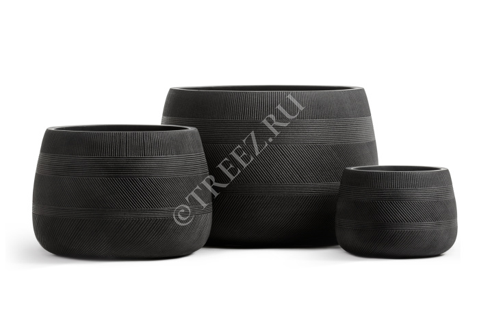 Кашпо TREEZ ERGO - Graphics - Низкая чаша - Чёрный графит фото