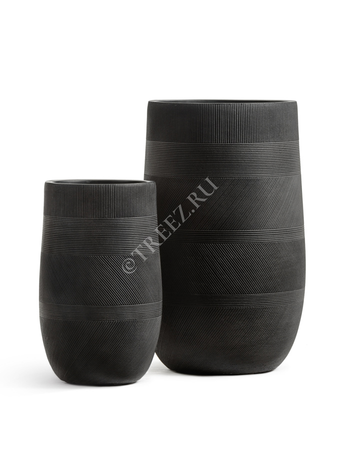 Кашпо TREEZ ERGO - Graphics - Высокая округлая чаша - Чёрный графит фото