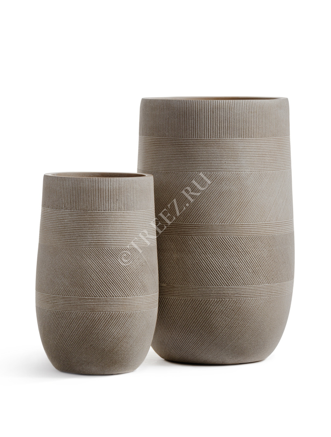 Кашпо TREEZ ERGO - Graphics - Высокая округлая чаша - Капучино фото