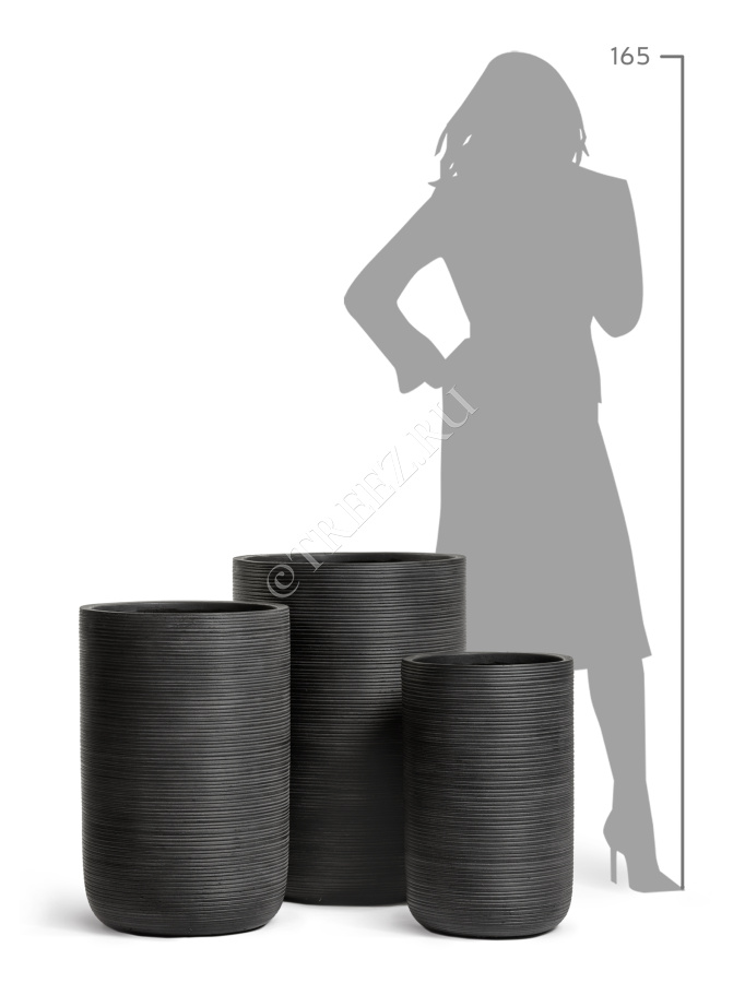 Кашпо TREEZ ERGO - TreeLine - Высокий цилиндр - Антрацит фото