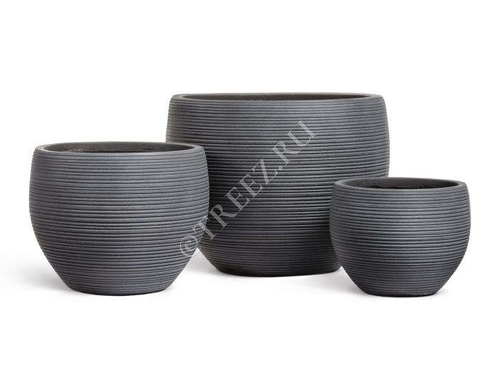 Кашпо TREEZ ERGO - TreeLine - Сферическая чаша - Дымчато-серый бетон фото