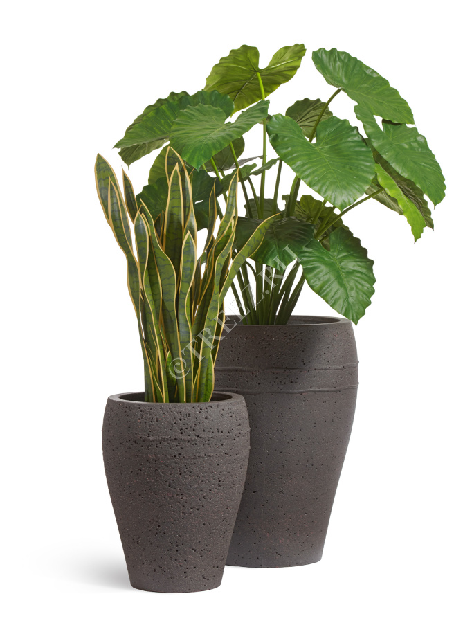 Кашпо TREEZ ERGO - Nero - Амфора - Чёрный туф фото