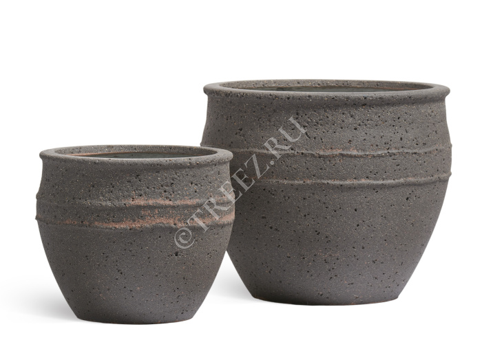 Кашпо TREEZ ERGO - Nero - Чаша - Чёрный туф фото