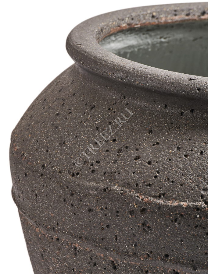 Кашпо TREEZ ERGO - Nero - Чаша-амфора - Чёрный туф фото