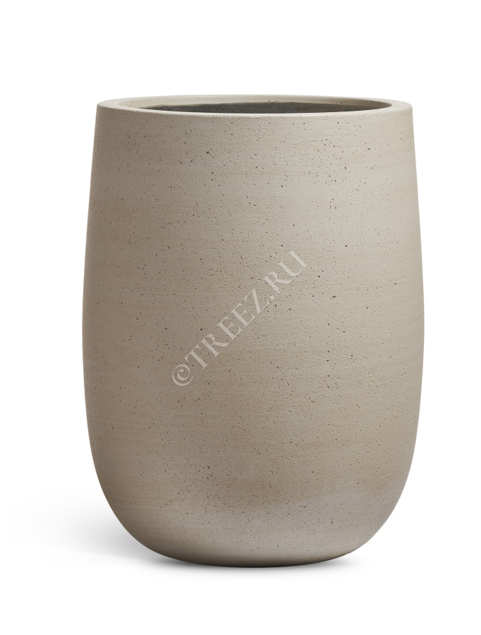 Кашпо TREEZ ERGO - Fine Rock - Высокая округлая чаша - Белый песок фото