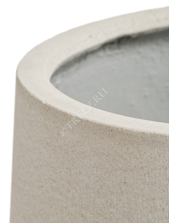 Кашпо TREEZ ERGO - Fine Rock - Высокая округлая чаша - Белый камень фото