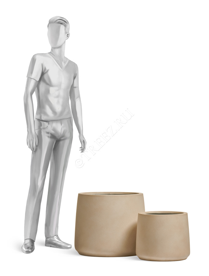 Кашпо TREEZ ERGO - Fine Rock - Чаша Cone - Песок тёплый беж фото