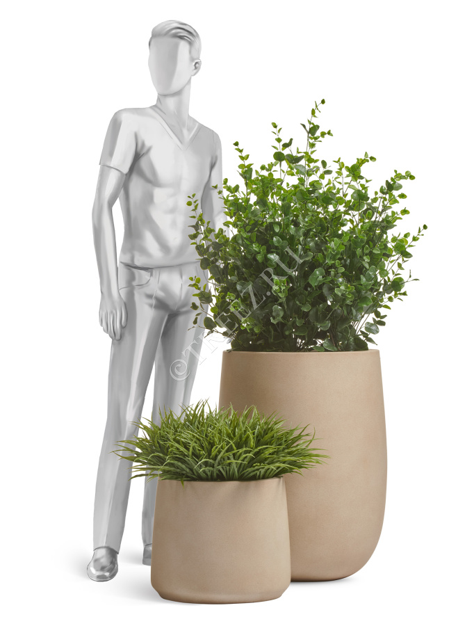 Кашпо TREEZ ERGO - Fine Rock - Чаша Cone - Песок тёплый беж фото