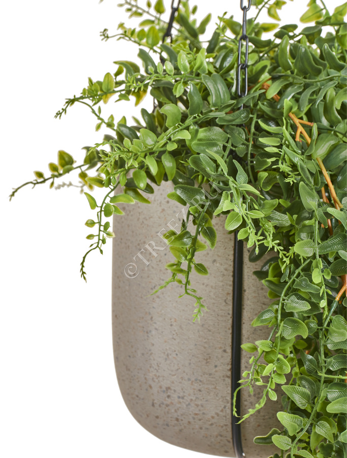 Кашпо TREEZ Effectory - Beton - Чаша подвесная - Белый песок фото