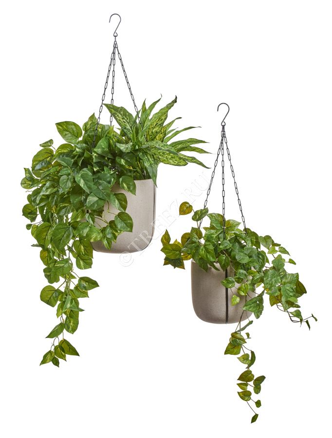 Кашпо TREEZ Effectory - Beton - Чаша подвесная - Белый песок фото