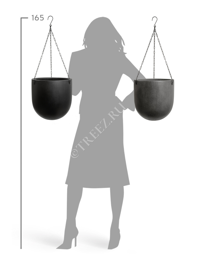 Кашпо TREEZ Effectory - Beton - Чаша большая подвесная - Белый песок фото