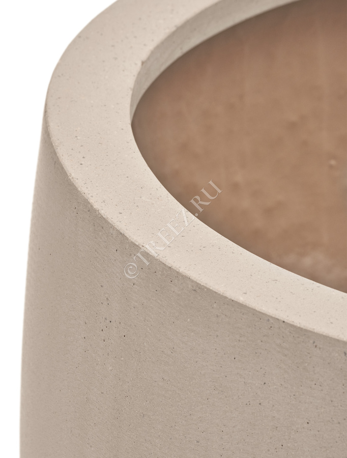 Кашпо TREEZ Effectory - Beton - Большой округлый конус - Белый песок фото