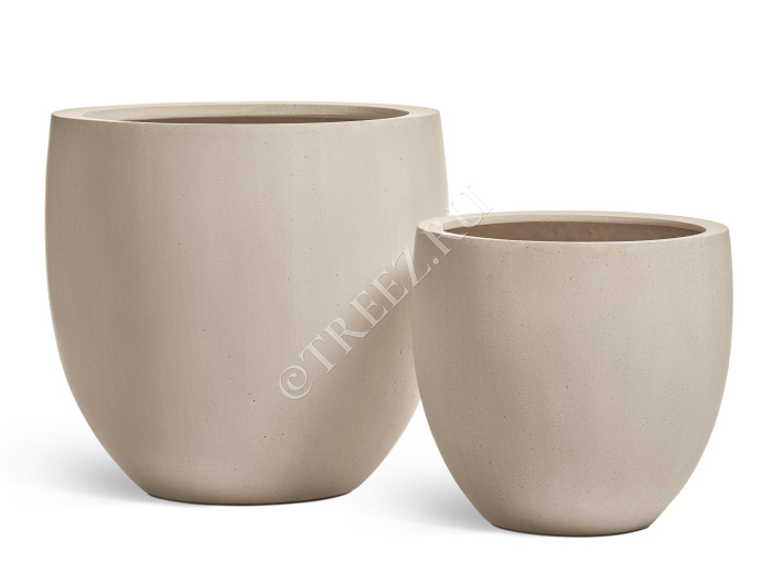 Кашпо TREEZ Effectory - Beton - Большой округлый конус - Белый песок фото