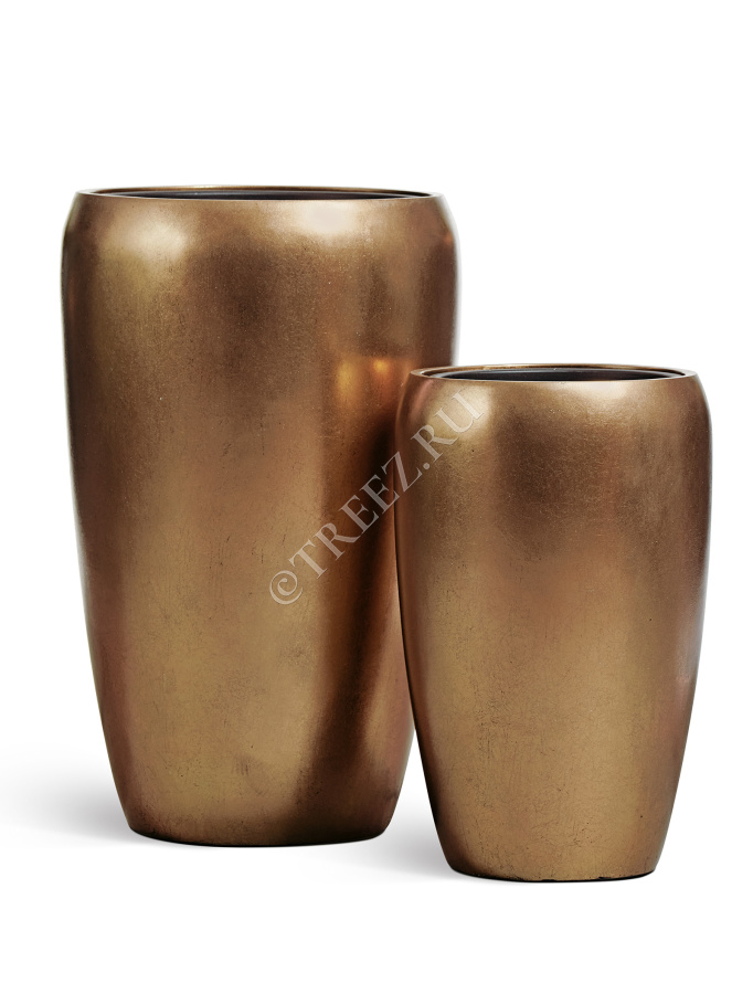 Кашпо TREEZ Effectory - Metal - Высокий округлый конус - Тёмное матовое золото фото