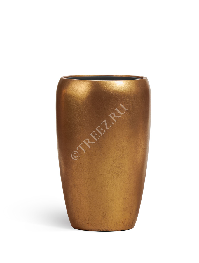 Кашпо TREEZ Effectory - Metal - Высокий округлый конус - Сусальное золото фото