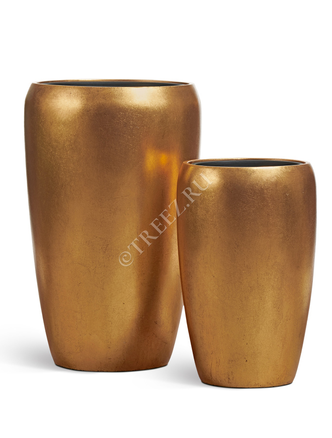 Кашпо TREEZ Effectory - Metal - Высокий округлый конус - Сусальное золото фото