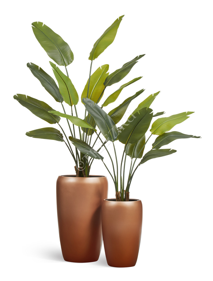 Кашпо TREEZ Effectory - Metal - Высокий округлый конус - Лаковое тёмное золото фото