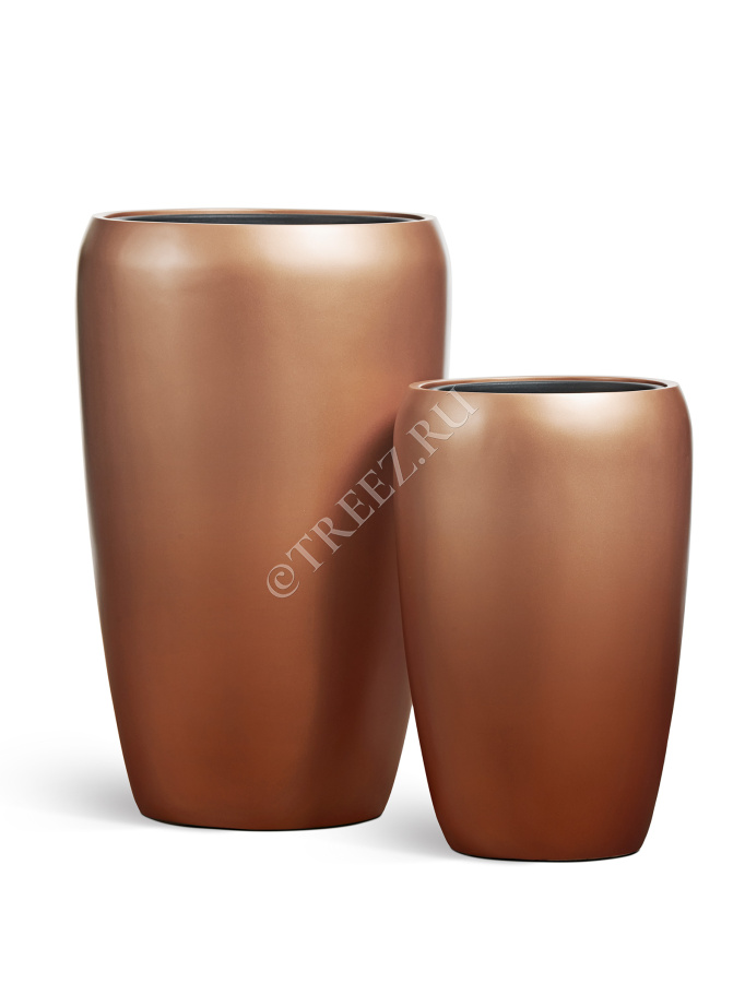 Кашпо TREEZ Effectory - Metal - Высокий округлый конус - Лаковое тёмное золото фото