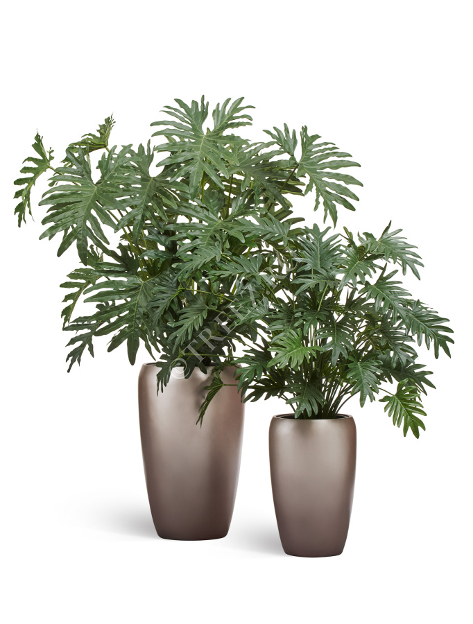 Кашпо TREEZ Effectory - Metal - Высокий округлый конус - Лаковое тёмное серебро фото