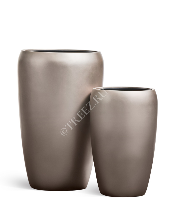 Кашпо TREEZ Effectory - Metal - Высокий округлый конус - Лаковое тёмное серебро фото