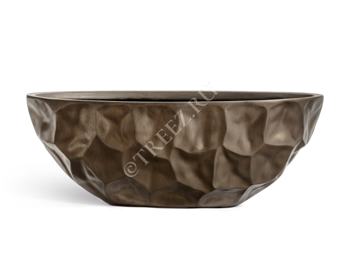 Кашпо TREEZ Effectory - Metal - Высокая лодка Design Crumple - Чернёная бронза фото