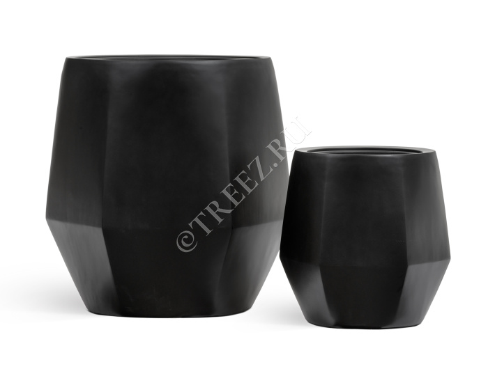 Кашпо TREEZ Effectory - Crystal - Многогранник - Антрацит фото