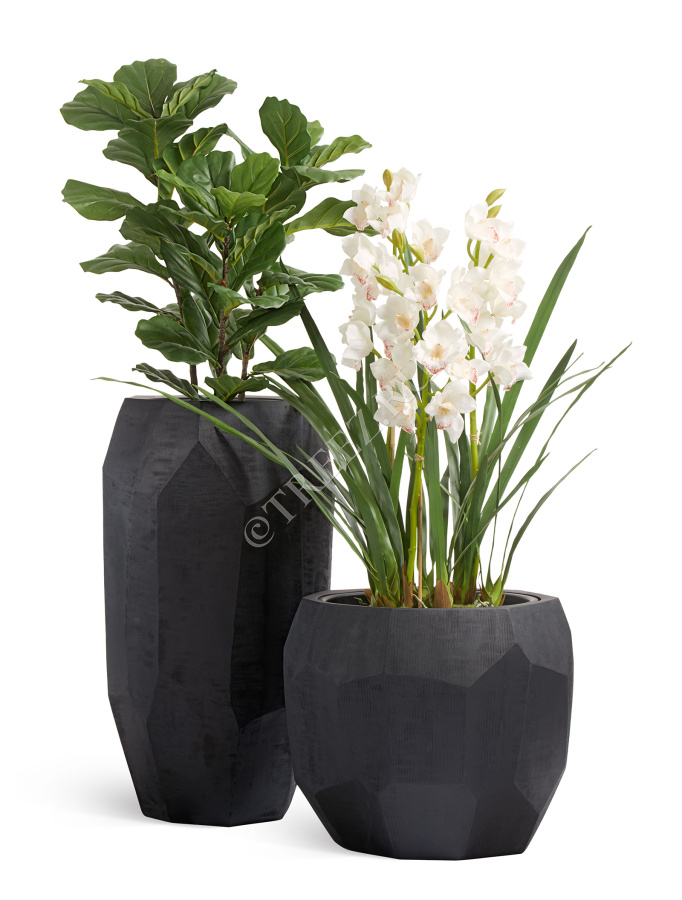 Кашпо TREEZ Effectory - Anthra - Design-многогранник - Антрацит фото