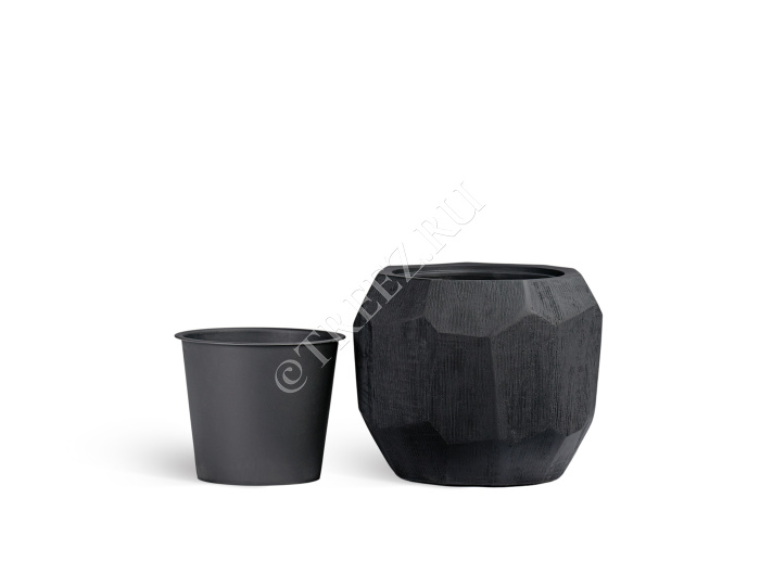 Кашпо TREEZ Effectory - Anthra - Design-многогранник - Антрацит фото