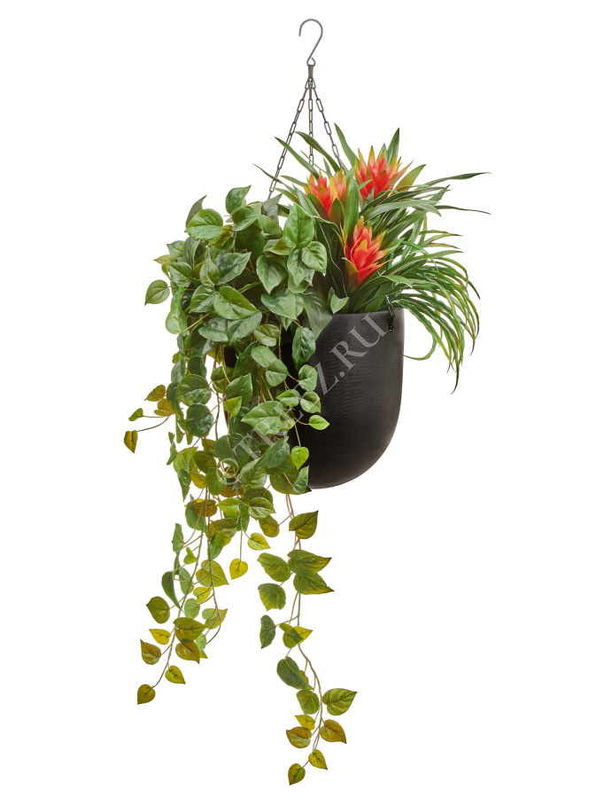 Кашпо TREEZ Effectory - Black Stone - Чаша большая подвесная - Антрацит фото