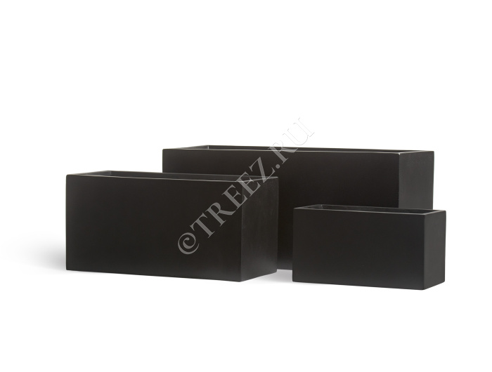 Кашпо TREEZ Effectory - Black Stone - Низкий прямоугольник - Антрацит фото