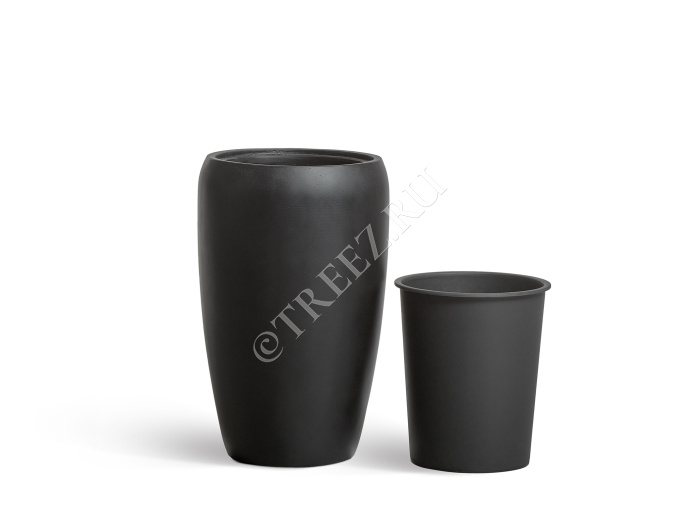 Кашпо TREEZ Effectory - Black Stone - Высокий округлый конус - Антрацит фото