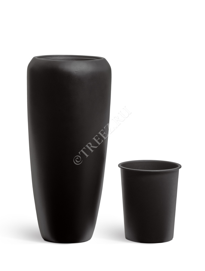 Кашпо TREEZ Effectory - Black Stone - Высокий конус Design - Антрацит фото