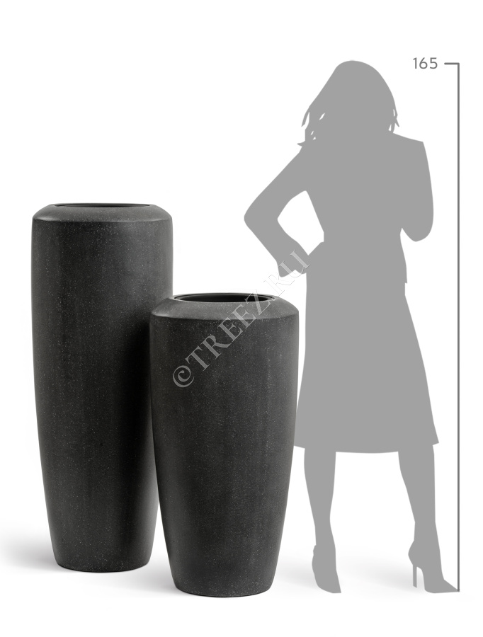 Кашпо TREEZ Effectory - Quartz - Высокий конус - Чёрный кварц фото