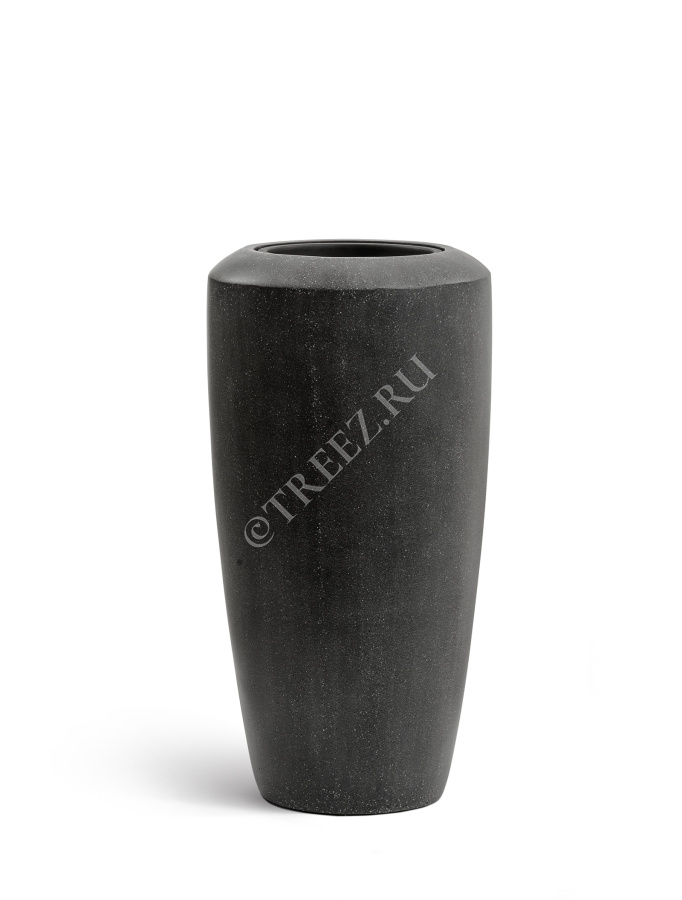 Кашпо TREEZ Effectory - Quartz - Высокий конус - Чёрный кварц фото