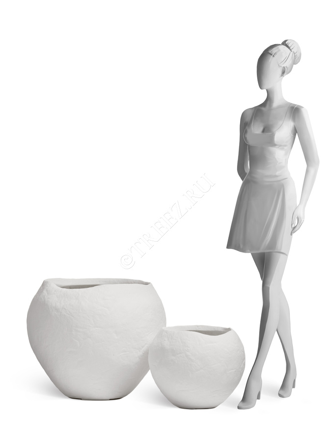 Кашпо TREEZ Effectory - Organic - Сфера - Белый камень фото