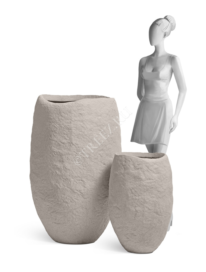 Кашпо TREEZ Effectory - Organic - Высокая чаша - Белый песок фото