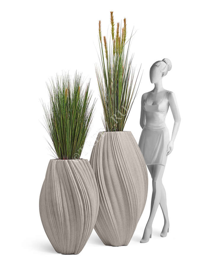 Кашпо TREEZ Effectory - Dune - Высокая Design-ваза - Белый песок фото