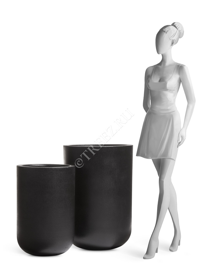 Кашпо TREEZ ERGO - Hard Rock - Цилиндрическая Чаша - Антрацит фото