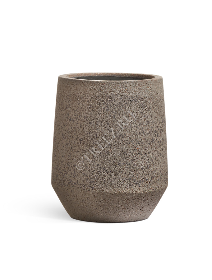 Кашпо TREEZ ERGO - Hard Rock - Высокая трапециевидная чаша - Песок серый беж фото