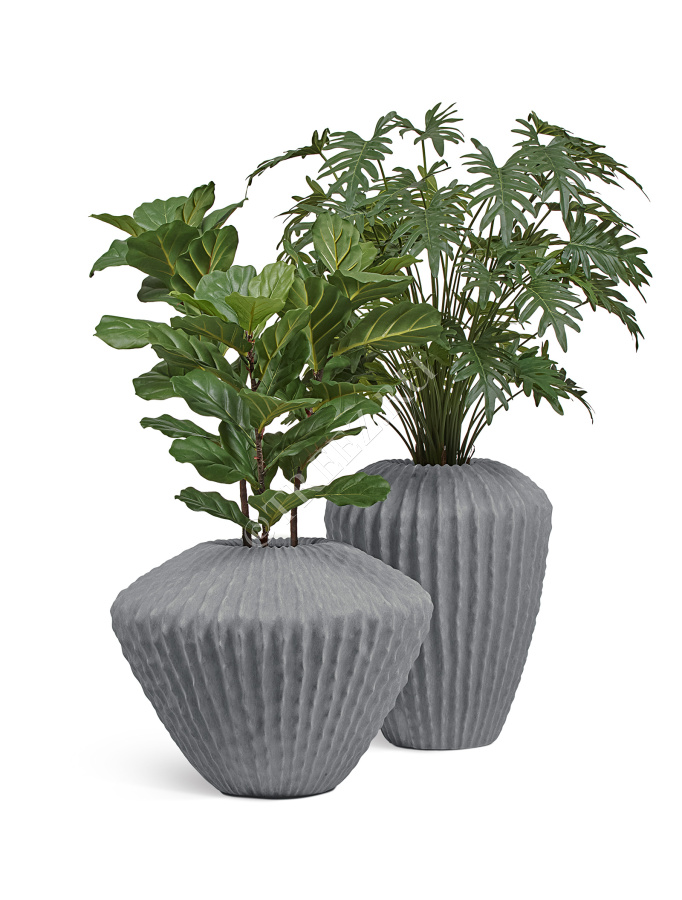 Кашпо TREEZ Effectory - Moho - Высокая Design-ваза - Дымчато-серый песок фото