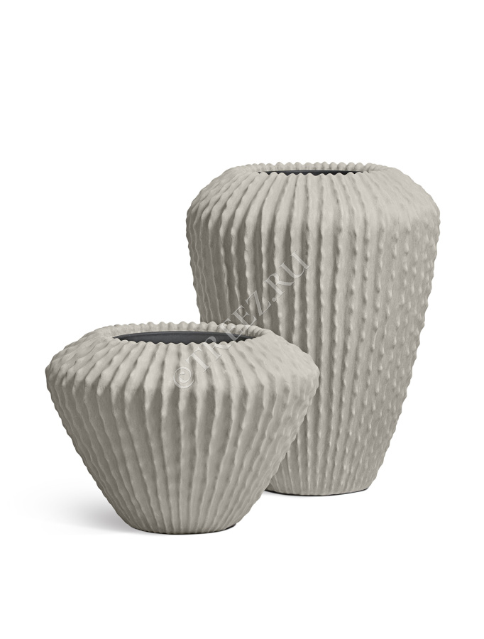 Кашпо TREEZ Effectory - Moho - Высокий Design-конус - Белый песок фото