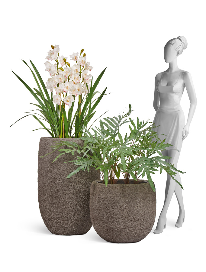 Кашпо TREEZ Effectory - Terra - Чаша classic - Серый беж фото