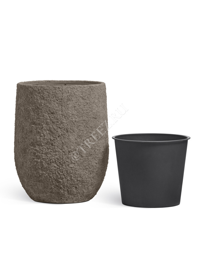 Кашпо TREEZ Effectory - Terra - Чаша middle - Серый беж фото