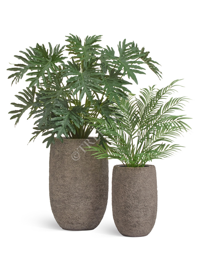 Кашпо TREEZ Effectory - Terra- Высокая чаша - Серый беж фото