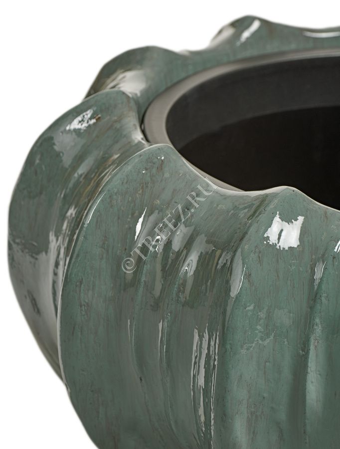 Кашпо TREEZ Effectory - Aura - Низкая Design-чаша - Изумрудный лак фото