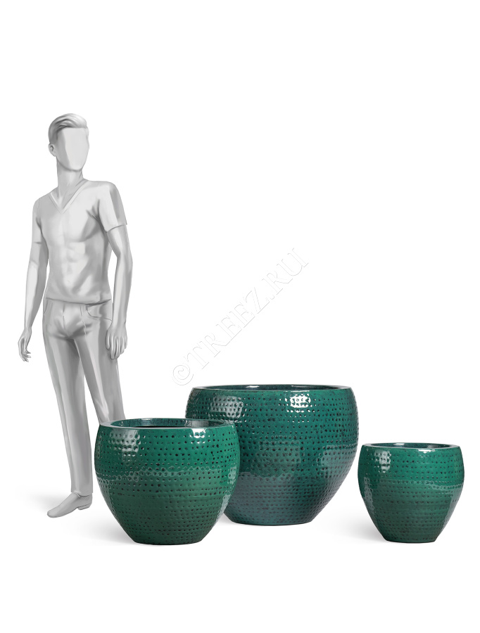 Кашпо TREEZ Effectory - Ron - Чаша Classic - Зелёно-голубой Нефрит (эмаль) фото